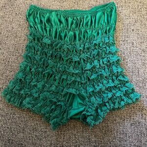 Vintage SAMS 501 Green Dance Tiered Ruffle Bloomer Pinup Rockabilly Fairy Sexy M